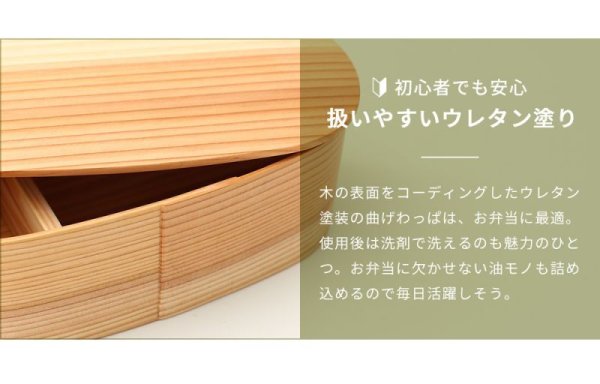 画像3: 九州国産杉 使用 曲げわっぱ弁当箱 白木（ナチュラル） 被せ蓋 (3)