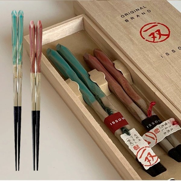 画像5: 木製 夫婦箸 ギフトペアセット 淡路 23.5cm・21cm (5)