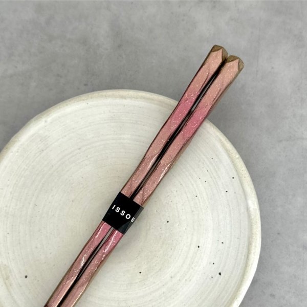 画像3: 【桐箱・単品】 木製 ギフト箸 日照 ピンク 21cm (3)