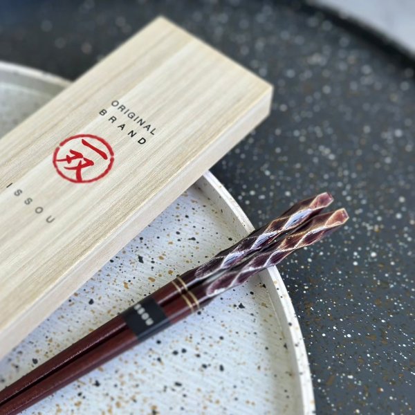 画像6: 【桐箱・単品】 木製 ギフト箸 輝煌紫檀 23cm 紫 (6)