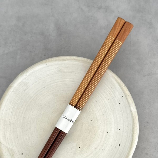 画像3: 【桐箱・単品】 木製 ギフト箸 スレッド ゴールド 21cm (3)
