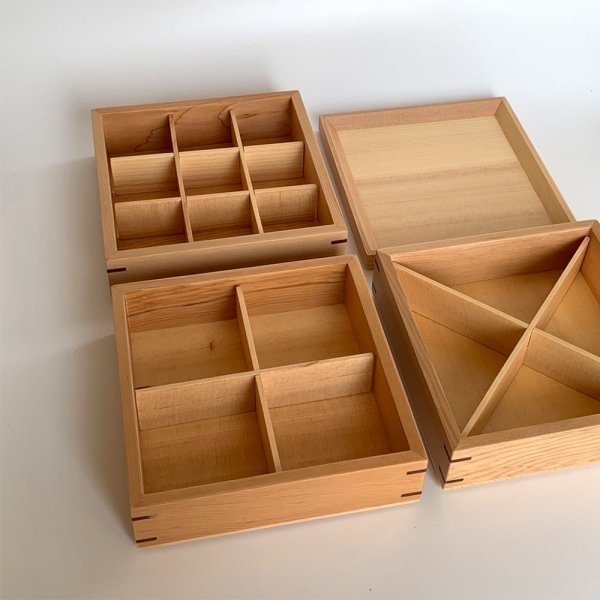 画像5: 三段 重箱 木製 ナチュラル 白木 小 仕切り お正月 おせち おせち料理 (5)