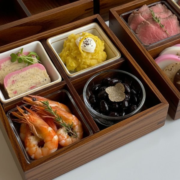 画像9: 三段 重箱 木製 ナチュラル 漆 大 仕切り お正月 おせち (9)