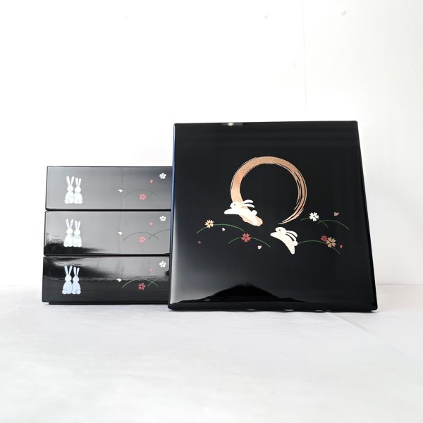 画像3: 【全2サイズ】重箱 黒内朱 満月うさぎ (3)