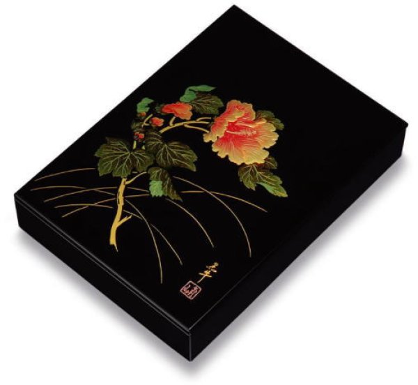 画像1: 木製　板蓋手許箱　紀の花 (1)