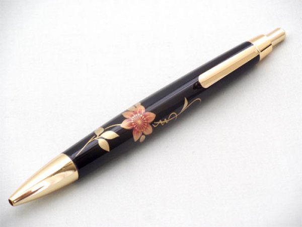 画像1: 木製漆器 ボールペン 黒 鉄仙 (1)