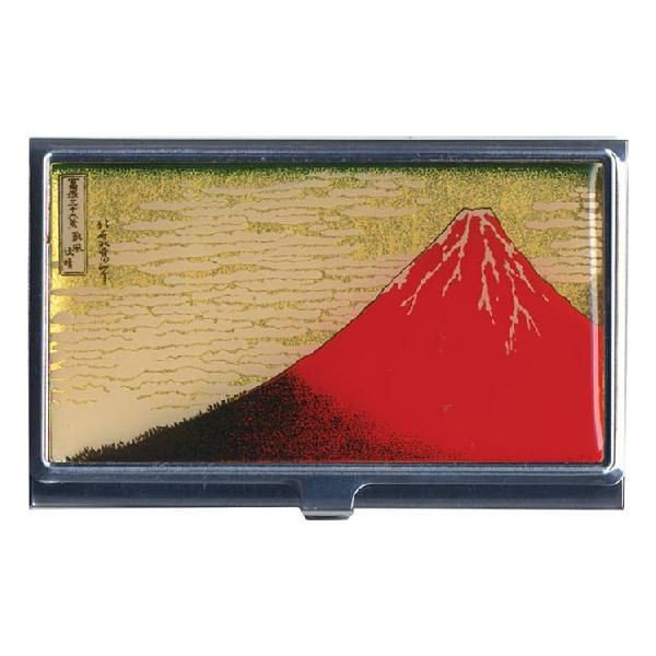 画像1: 蒔絵カードケース(名刺入れ)　赤富士 　：シルバー (1)