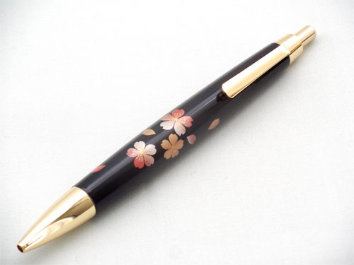 木製漆器 ボールペン 黒 桜
